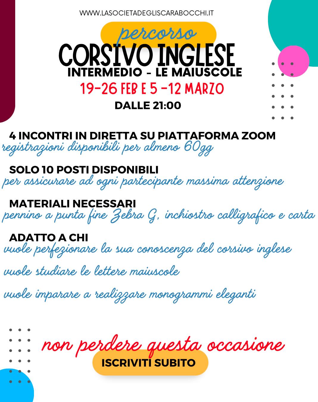 Per-corso corsivo inglese- maiuscole-livello intermedio
