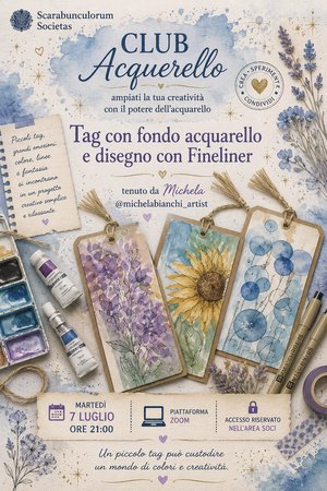 TAG CON SFONDO ACQUARELLO e disegno con fineliner