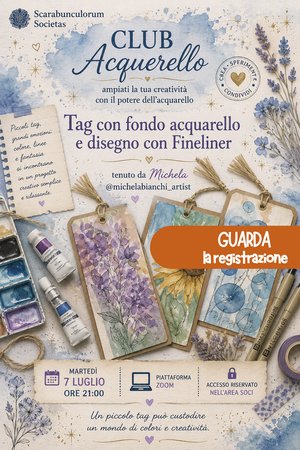 REGISTRAZIONE Club Acquerello - TAG CON SFONDO ACQUARELLO e disegno con fineliner